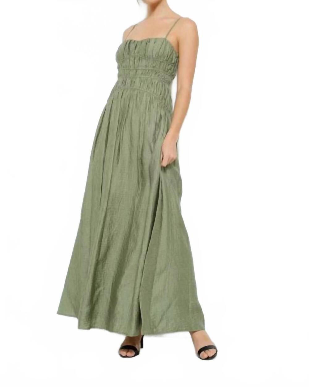 NEW INA FASHION satin ruched detailing maxi dress in olive